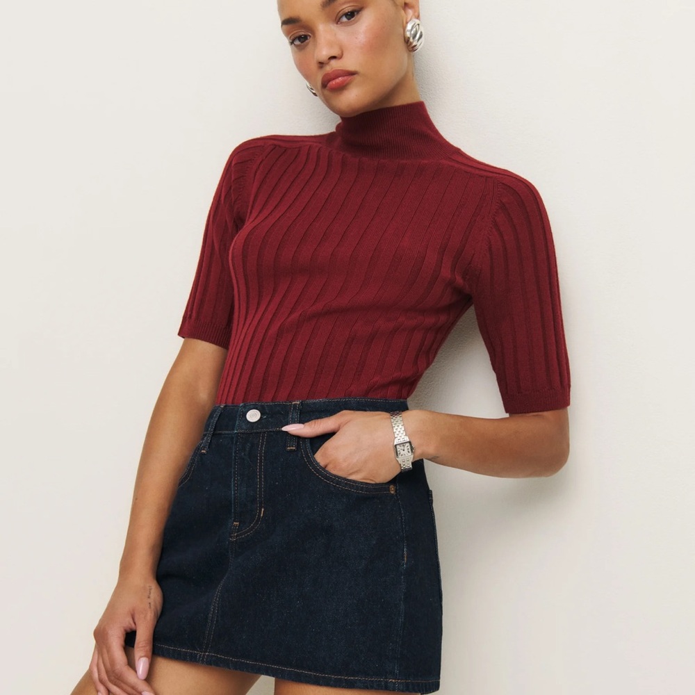 Reformation Hazel Low Rise Denim Mini Skirt - New! Never worn!
